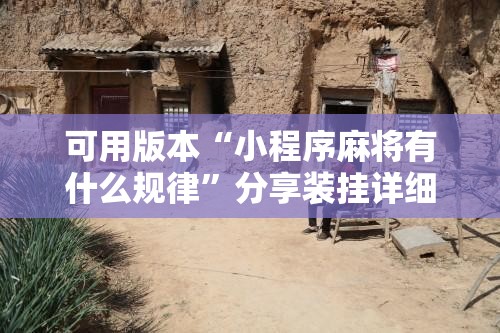 可用版本“小程序麻将有什么规律”分享装挂详细步骤