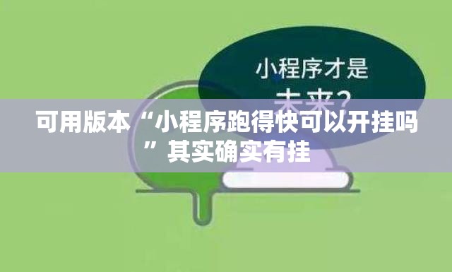 可用版本“小程序跑得快可以开挂吗	”其实确实有挂