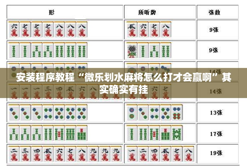 安装程序教程“微乐划水麻将怎么打才会赢啊”其实确实有挂