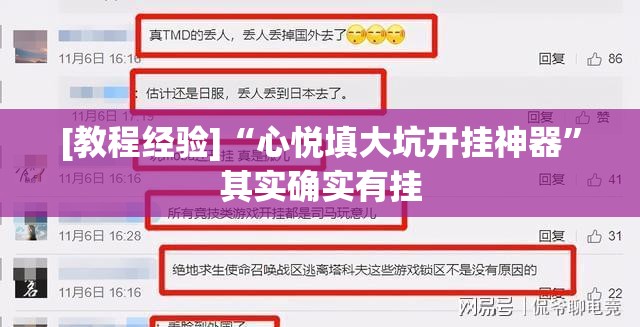 [教程经验]“心悦填大坑开挂神器	”其实确实有挂