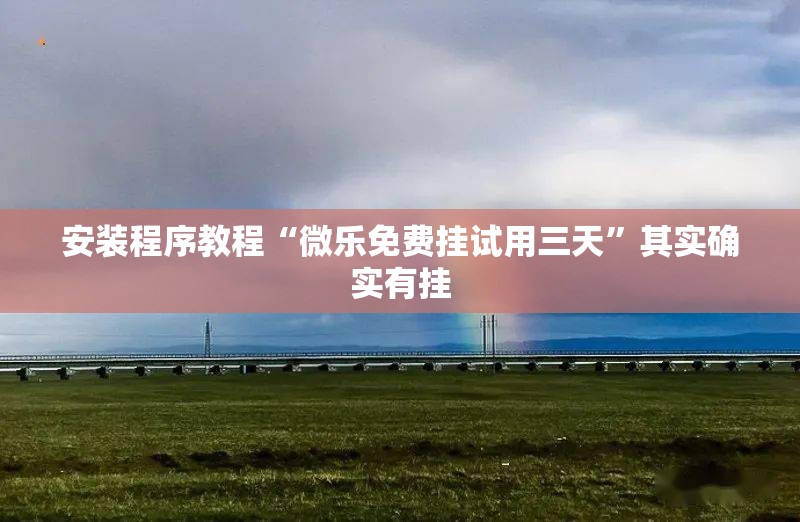 安装程序教程“微乐免费挂试用三天”其实确实有挂