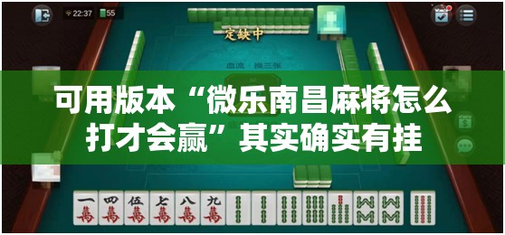 可用版本“微乐南昌麻将怎么打才会赢”其实确实有挂