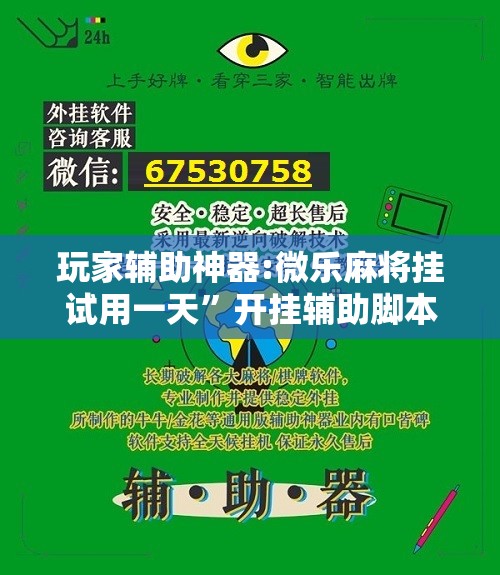 玩家辅助神器:微乐麻将挂试用一天”开挂辅助脚本+详细开挂安装教程