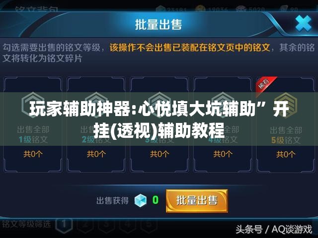 玩家辅助神器:心悦填大坑辅助”开挂(透视)辅助教程